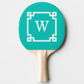 Raquette De Ping Pong Turquoise blanc cadre clé grecque #2 Monogramme in (Dos)