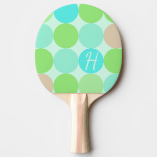 Raquette De Ping Pong Turquoise Bleu, Vert Pomme et Cercles Corail Clair