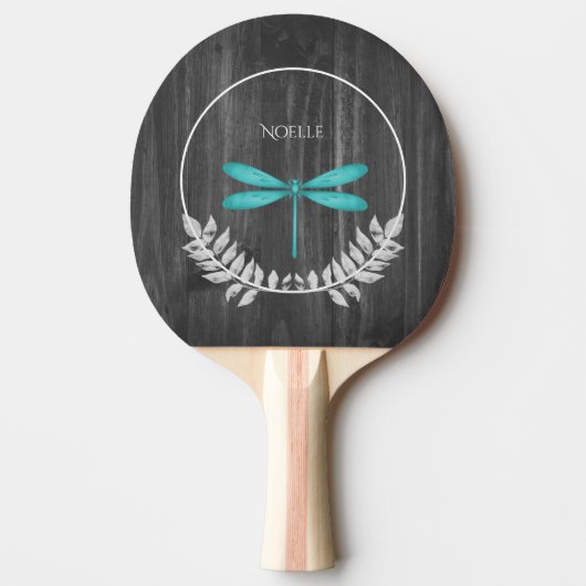 Raquette De Ping Pong Turquoise dragonfly Rustic Ping Paddle (Devant)