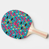 Raquette De Ping Pong Turquoise et motif rose de cube (Côté)