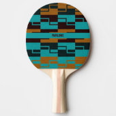 Raquette De Ping Pong Turquoise géométrique Noir et Brown (Devant)