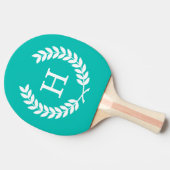 Raquette De Ping Pong Turquoise Laine de blé blanc Wreath Monogramme ini (Côté)