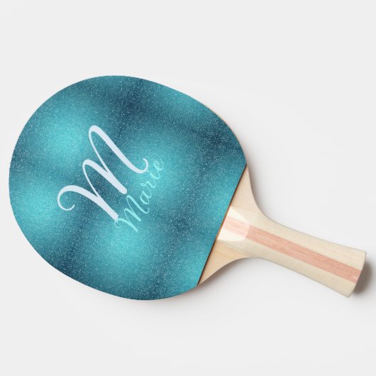 Raquette De Ping Pong Turquoise turquoise agate aqua monogramme ajouter  (Côté)