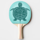 Raquette De Ping Pong Turtle Dessin bleu vert sur Aqua (Dos)