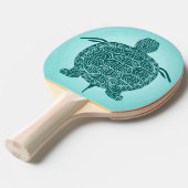 Raquette De Ping Pong Turtle Dessin bleu vert sur Aqua (Devant Angle)