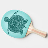 Raquette De Ping Pong Turtle Dessin bleu vert sur Aqua (Côté)