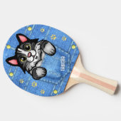 Raquette De Ping Pong Tuxedo Chat à Faux Denim Poche avec nom personnali (Côté)