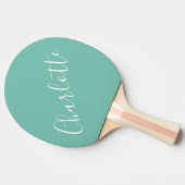 Raquette De Ping Pong Typographie Chic Script Personnalisé Moderne Turqu (Côté)