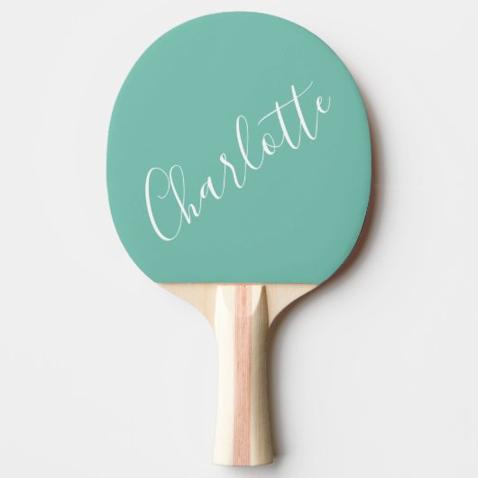 Raquette De Ping Pong Typographie Chic Script Personnalisé Moderne Turqu (Devant)