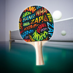 Raquette De Ping Pong Typographie Colorée de Bande Dessinée Moderne