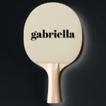 Raquette De Ping Pong Typographie en gras noir et beige Nom personnalisé<br><div class="desc">Audacieuse Typographie moderne Nom personnalisé Ping Pong Paddle en noir et beige</div>