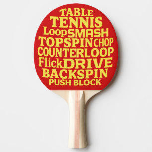 Raquette De Ping Pong Typographie Moderne Word Art   Texte Jaune