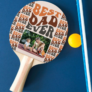 Raquette De Ping Pong Typographie rétro super Meilleure photo Papa Jamai