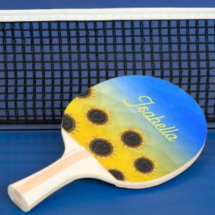 Raquette De Ping Pong Ukraine géométrie maillage motif Fleurs Votre nom