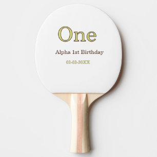 Raquette De Ping Pong un 1er anniversaire vert marron pastel gras nom da