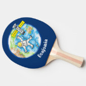 Raquette De Ping Pong Un astronaute amusant dans l'espace et la bande de (Côté)