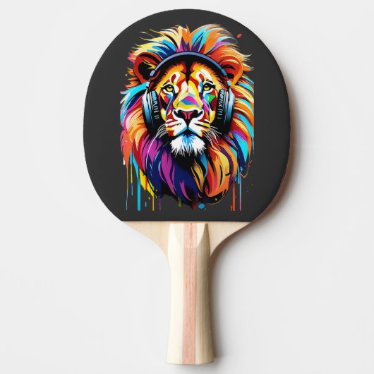 Raquette De Ping Pong Un lion dans les écouteurs (Devant)