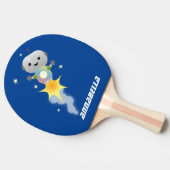 Raquette De Ping Pong Un mignon robot volant dans l'espace dessin animé (Côté)