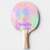 Raquette De Ping Pong Unicorn rose parties scintillant goutte nom hologr (Devant)