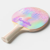 Raquette De Ping Pong Unicorn rose parties scintillant goutte nom hologr (Devant Angle)