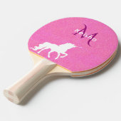 Raquette De Ping Pong Unicorn rose parties scintillant monogramme nom fi (Devant Angle)
