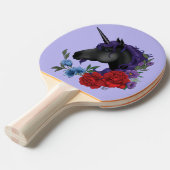 Raquette De Ping Pong Unicorne noire et fleurs (Devant Angle)