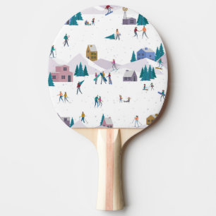 Raquette De Ping Pong Vacances des Alpes d'hiver : les gens actifs sans