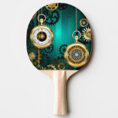 Raquette De Ping Pong Veille bijoux Steampunk sur un Arrière - plan vert (Dos)