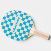 Raquette De Ping Pong Vérificateur bleu et crème avec nom (Côté)