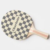 Raquette De Ping Pong Vérificateur gris et crème avec nom (Côté)