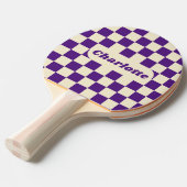 Raquette De Ping Pong Vérificateur Purple & Crème avec nom (Devant Angle)