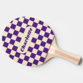 Raquette De Ping Pong Vérificateur Purple & Crème avec nom (Côté)