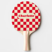 Raquette De Ping Pong Vérificateur rouge et crème avec nom (Devant)