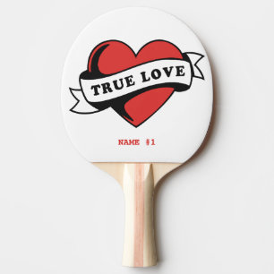 Raquette De Ping Pong Véritable amour Tatouage Coeur Design romantique