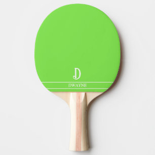 Raquette de ping pong vert citron monogrammée