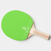 Raquette de ping pong vert citron monogrammée (Côté)