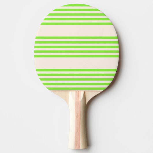 Raquette De Ping Pong Vert citron vert et beige cinq rayures motif (Devant)