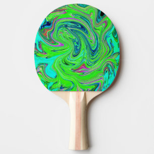 Raquette De Ping Pong Vert citron vert et bleu Super Art rétro Abstrait