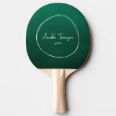 Raquette De Ping Pong Vert émeraude Nom dans Cercle Dessiné (Dos)