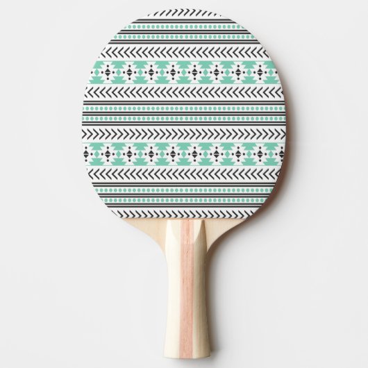 Raquette De Ping Pong Vert géométrique de motif d'impression tribal (Devant)