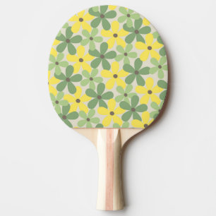 Raquette De Ping Pong Vert jaune rétro Y2K les années 70 Fleur Motif