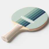 Raquette De Ping Pong Vert Océan Nostalgique Rayé avec Nom (Devant Angle)