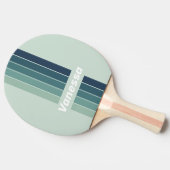 Raquette De Ping Pong Vert Océan Nostalgique Rayé avec Nom (Côté)