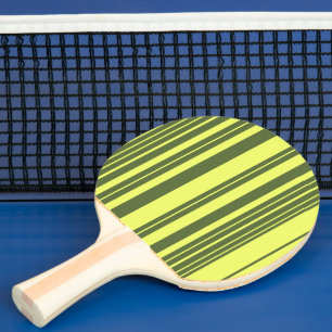 Raquette De Ping Pong Vert olive et rayures jaune citron