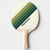 Raquette De Ping Pong Vert Rétro cinq Rayé avec Nom (Devant)