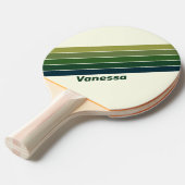 Raquette De Ping Pong Vert Rétro cinq Rayé avec Nom (Devant Angle)