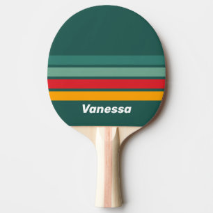 Raquette De Ping Pong Vert sur rayures avec nom