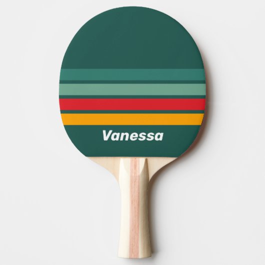 Raquette De Ping Pong Vert sur rayures avec nom (Devant)