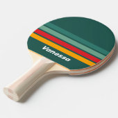 Raquette De Ping Pong Vert sur rayures avec nom (Devant Angle)