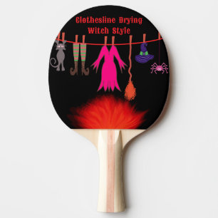 Raquette De Ping Pong Vêtements de sorcière fantaisistes sur un fil à li